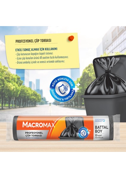 Profesyonel Çöp Torbası Battal Boy (72x95 cm) 10 Adet, Ultra Dayanıklı Kalın Siyah Sanayi Tipi Poşet fiyatları