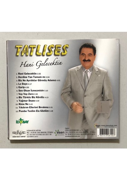 Ibrahim Tatlıses Hani Gelecektin CD Orjnal Dönem Baskı 2.el Cd) fiyatları