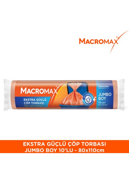 Ekstra Güçlü Çöp Torbası Jumbo Boy 88x110 cm, Soft Kokulu 10 Adet