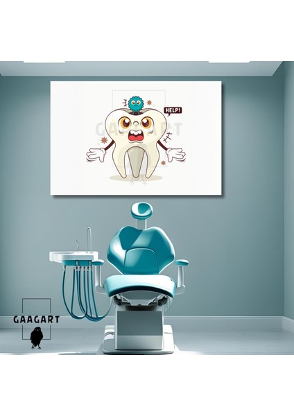 Tekli Yatay Kanvas Diş Poliklinik Tablosu Çürük
