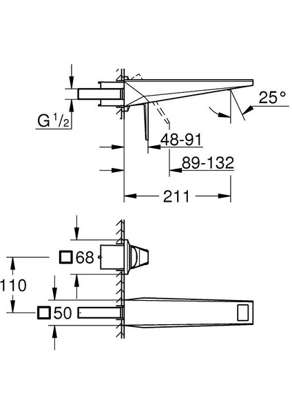 Allure Brilliant Private Collection 2 Delikli Duvardan Lavabo Bataryası M–boyut Brushed Hard Graphite – 29521AL0 fırsatları