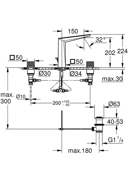 Allure Brilliant Private Collection 3 Delikli Lavabo Bataryası L Boyut Brushed Hard Graphite – 20671AL0 modelleri