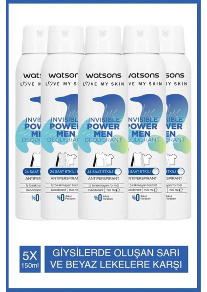 Invisible Power Men Deodorant Sprey 5x150ml