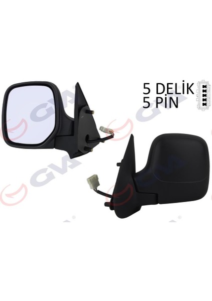 Dış Dikiz Aynası Sol Berlıngo-Partner 97 Elektrikli Isıtmalı Konveks 5 Fiş VM-118EHL