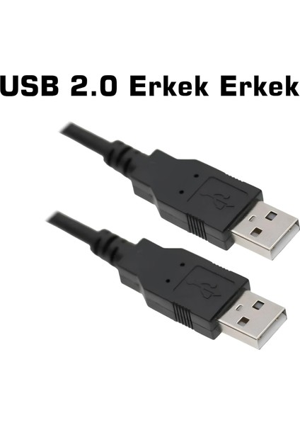 USB 2.0 Erkek-Erkek Data ve Şarj Kablosu 50cm – Siyah/Şeffaf Renk | Taşınabilir, Dayanıklı, Hızlı Aktarım 🔌