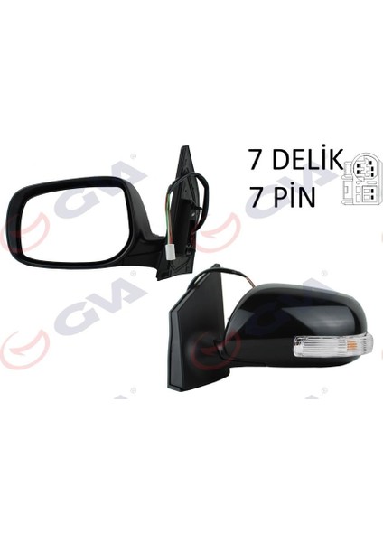 Dış Dikiz Aynası Sol Corolla 08 Elektrikli Isıtmalı Katlanır Sinyalli Astarlı Konveks 7 Fiş VM-6263EBL