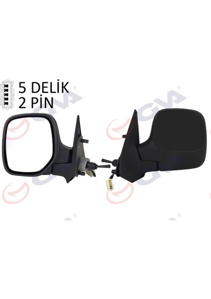Dış Dikiz Aynası Sol Berlıngo-Partner 97 Mekanik Isıtmalı Konveks 2 Fiş VM-118NL