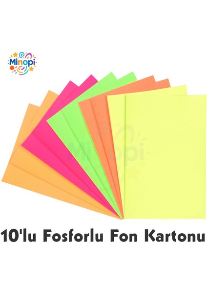 Fosforlu Fon Kartonu 50 x 70 120 G Karışık Renk 10'lu Rulo