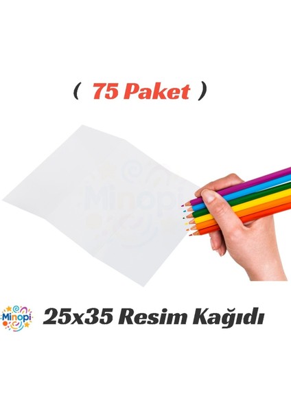 75 Paket 25X35 Resim Kağıdı Paketi 10'lu Sulu Akrilik Guaj Boya Hobi Tasarım