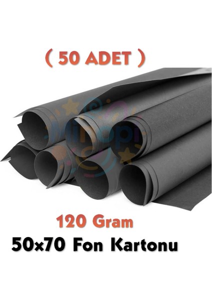 Siyah Fon Kartonu 50X70 cm 50'li Paket 120 gr Renkli Fon Kartonu