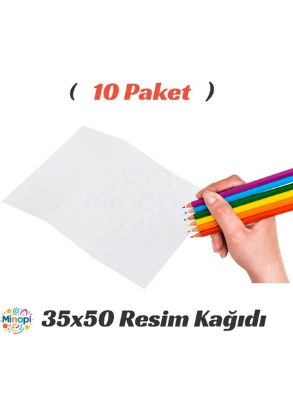 10 Paket 35X50 Resim Kağıdı Paketi 10'lu Sulu Akrilik Guaj Boya Hobi Tasarım