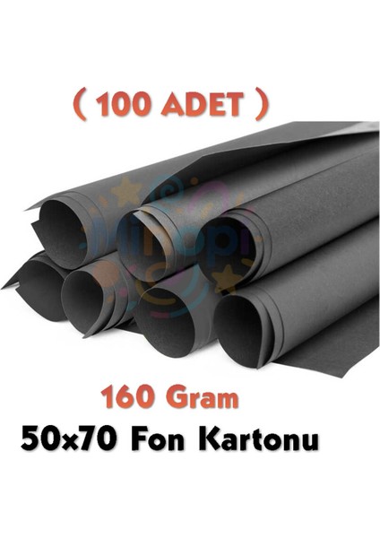 Siyah Fon Kartonu 50X70 cm 100'LÜ Paket 160 gr Renkli Fon Kartonu