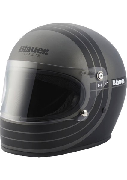Blauer 80S 06 Kapalı Retro Motosiklet Kaskı Titanyum Mat Siyah