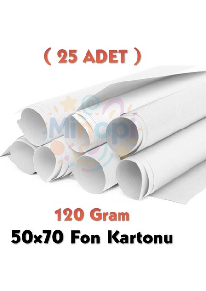 Beyaz Fon Kartonu 50X70 cm 25'li Paket 120 gr Renkli Fon Kartonu