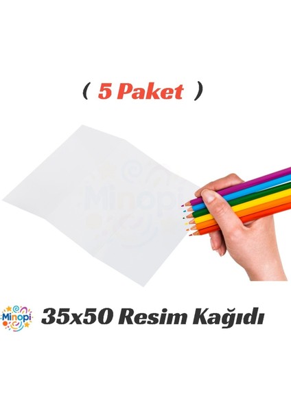 5 Paket 35X50 Resim Kağıdı Paketi 10'lu Sulu Akrilik Guaj Boya Hobi Tasarım