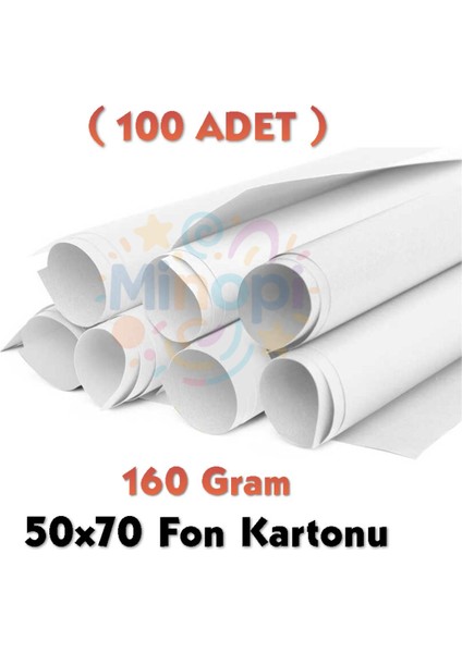 Beyaz Fon Kartonu 50X70 cm 100'LÜ Paket 160 gr Renkli Fon Kartonu