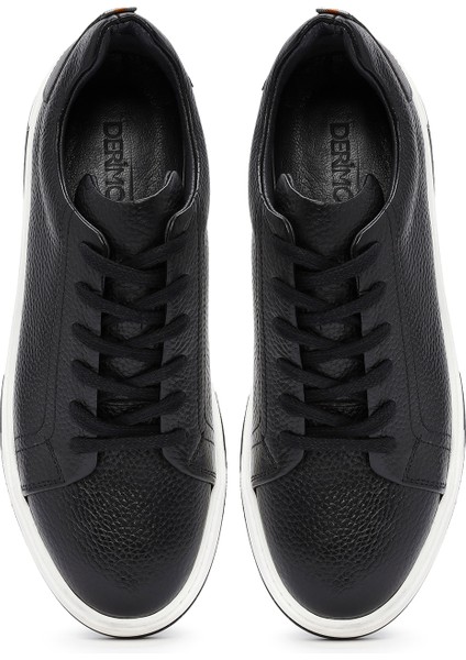 Erkek Siyah Bağcıklı Kalın Tabanlı Deri Sneaker 25WFD6885FT