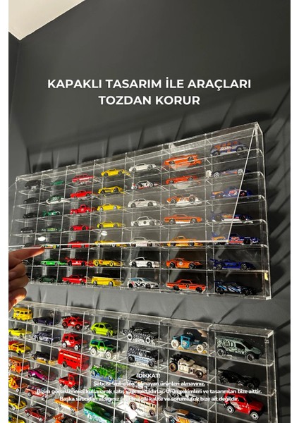 49 Kapasiteli Pleksi Kapaklı Hot Wheels Sergileme Rafı Diecast Matchbox Araba 1:64 Ölçek modelleri