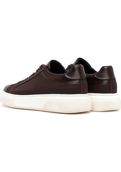 Erkek Kahverengi Bağcıklı Kalın Tabanlı Deri Sneaker 25WFD610918 indirimleri