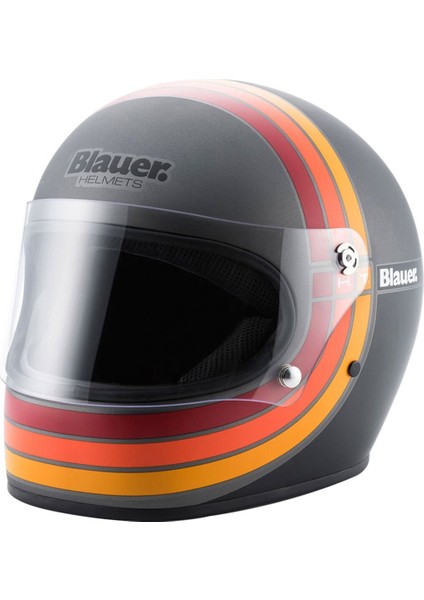Blauer 80S 06 Kapalı Retro Motosiklet Kaskı Titanyum
