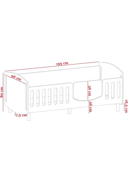 MeltemKids Sweet Bear Çocuk Odası Montessori Karyola 90x190 cm