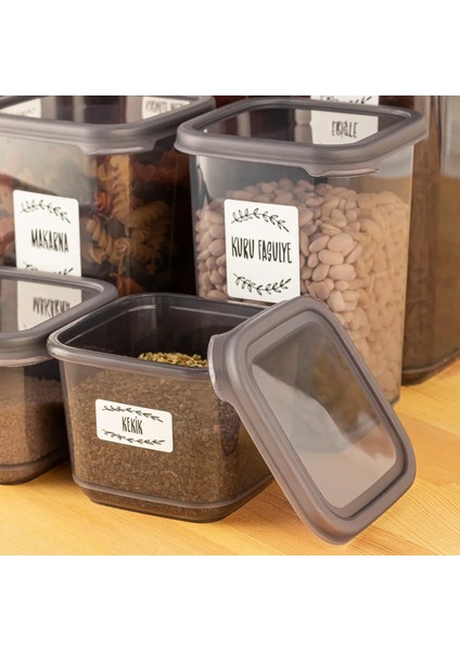 24'lü Set Kapaklı Kare Erzak Saklama Kabı Antrasit 8x(0,50 Lt-1,10 Lt -1,70 Lt) Etiket Hediyeli fiyatları