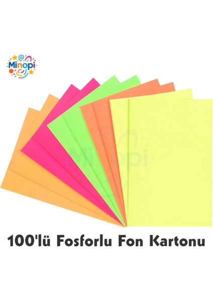 Fosforlu Fon Kartonu 50 x 70 120 G Karışık Renk 100'LÜ Paket