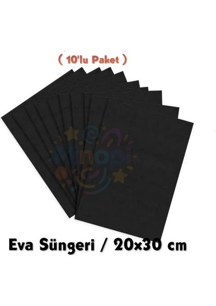 Siyah Renkli Eva Süngeri 20X30 cm 10'lu Paket 1.5 mm