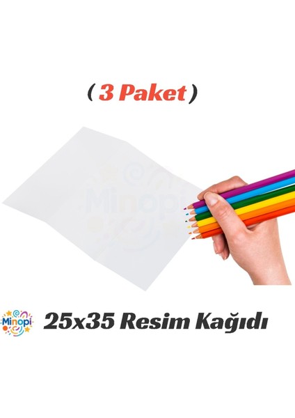 3 Paket 25X35 Resim Kağıdı Paketi 10'lu Sulu Akrilik Guaj Boya Hobi Tasarım