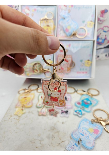 Sanrio Kawaii Şeffaf Baskılı Parıltılı Sevimli Anahtarlık Çanta Süsü Hediyelik Model Seçenekli 1ADET fiyatları