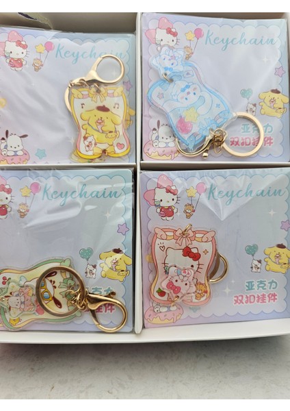 Sanrio Kawaii Şeffaf Baskılı Parıltılı Sevimli Anahtarlık Çanta Süsü Hediyelik Model Seçenekli 1ADET