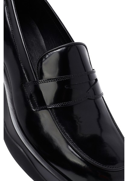 Erkek Siyah Deri Loafer 25WFD621322