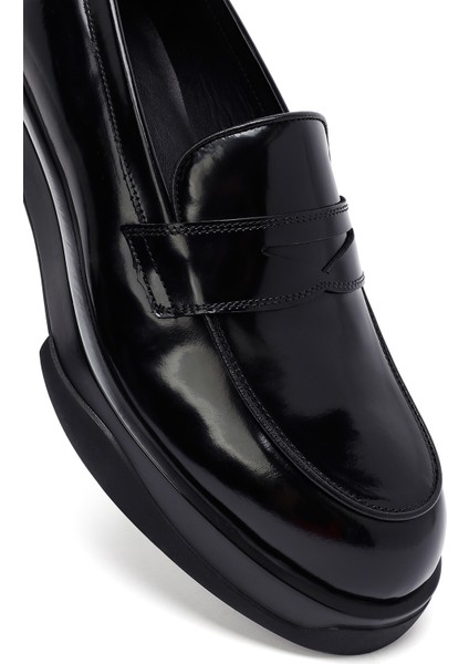 Erkek Siyah Deri Loafer 25WFD621322