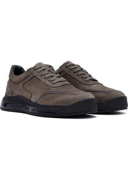 Erkek Gri Bağcıklı Kalın Tabanlı Nubuk Deri Sneaker 25WFD6114V3 modelleri