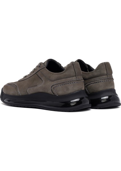 Erkek Gri Bağcıklı Kalın Tabanlı Nubuk Deri Sneaker 25WFD6114V3 indirimleri