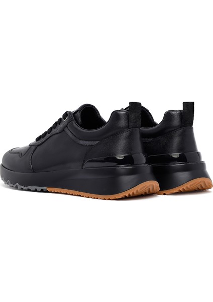 Erkek Siyah Bağcıklı Deri Casual Sneaker 25WFD612818 indirimleri