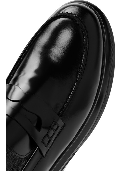Erkek Siyah Deri Casual Loafer 25WFD661522