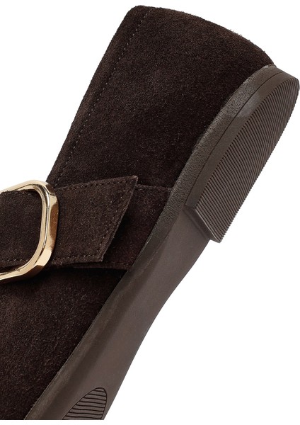 Kadın Kahverengi Tokalı Süet Deri Babet 25AFD270210