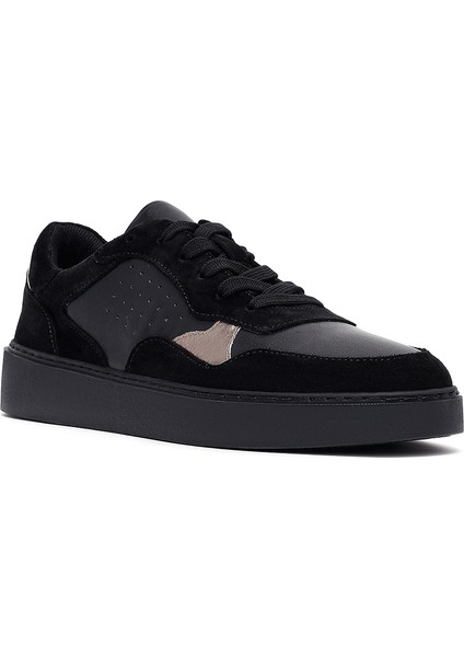 Kadın Siyah Bağcıklı Deri Sneaker 25AFD420214