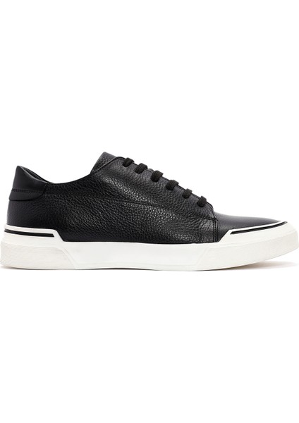 Erkek Siyah Bağcıklı Deri Sneaker 25WFD6207FT