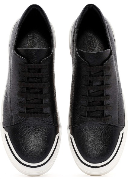 Erkek Siyah Bağcıklı Deri Sneaker 25WFD6207FT
