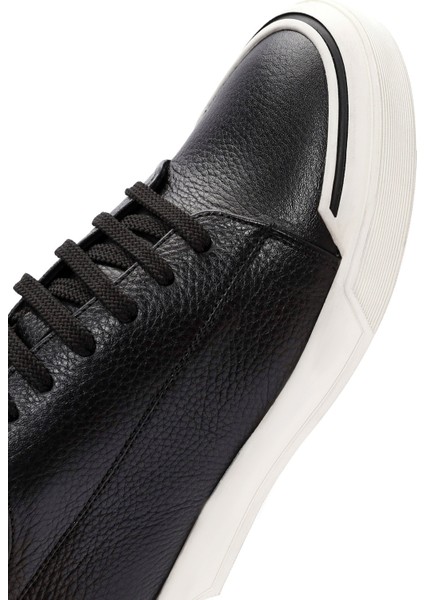 Erkek Siyah Bağcıklı Deri Sneaker 25WFD6207FT
