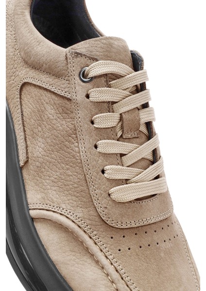 Erkek Vizon Bağcıklı Kalın Tabanlı Nubuk Deri Sneaker 25WFD6114V3