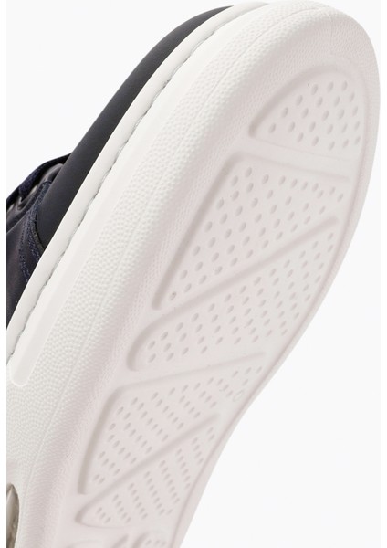 Erkek Lacivert Bağcıklı Kalın Tabanlı Deri Sneaker 25WFD611318