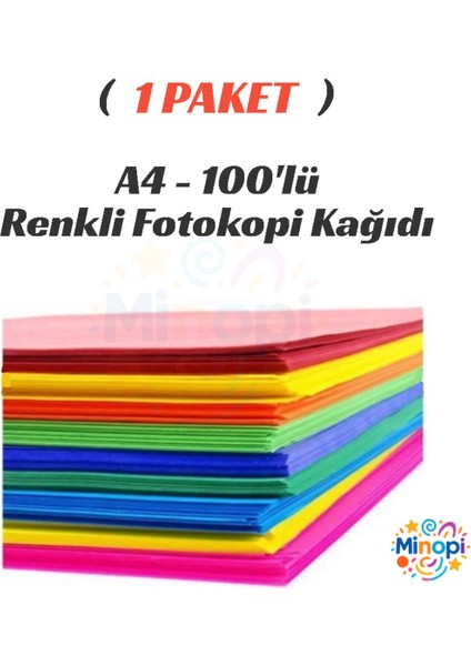 1 Paket Renkli Fotokopi Kağıdı Renkli A4 Kağıdı Paketi 100'LÜ