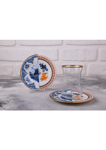 12 Parça 6 Kişilik Çay Seti Takımı Hybrid 1 Serisi