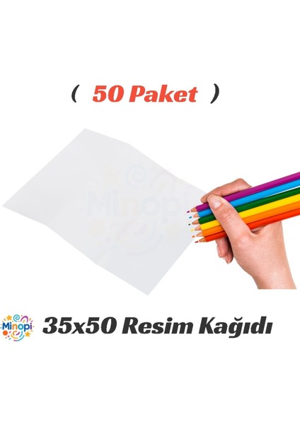 50 Paket 35X50 Resim Kağıdı Paketi 10'lu Sulu Akrilik Guaj Boya Hobi Tasarım