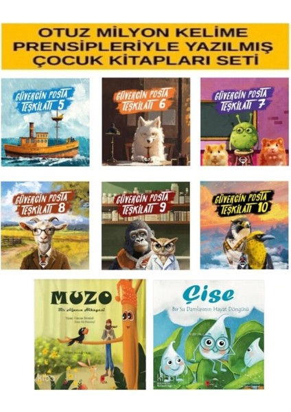 Set 30 Milyon Kelime ile Yazılmış Güvercin Posta Teşkilatı 6 Kitap Çise ve Muzo Hikaye Kitabı Hediye