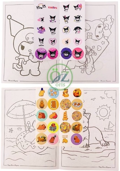 4'lü Boyama Labubu Kuromi Capybara Stitch Stickerlı Maskeli Boyama Kitapları fiyatları