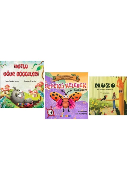 Set Mutlu Uğurböcekleri - Benekli Kelebek - (Muzo Kitabı Hediye)